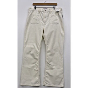Gap High Rise Corduroy '70s Flare Pants Ivory Beige Size 34 (18) NWT MSRP $79.95